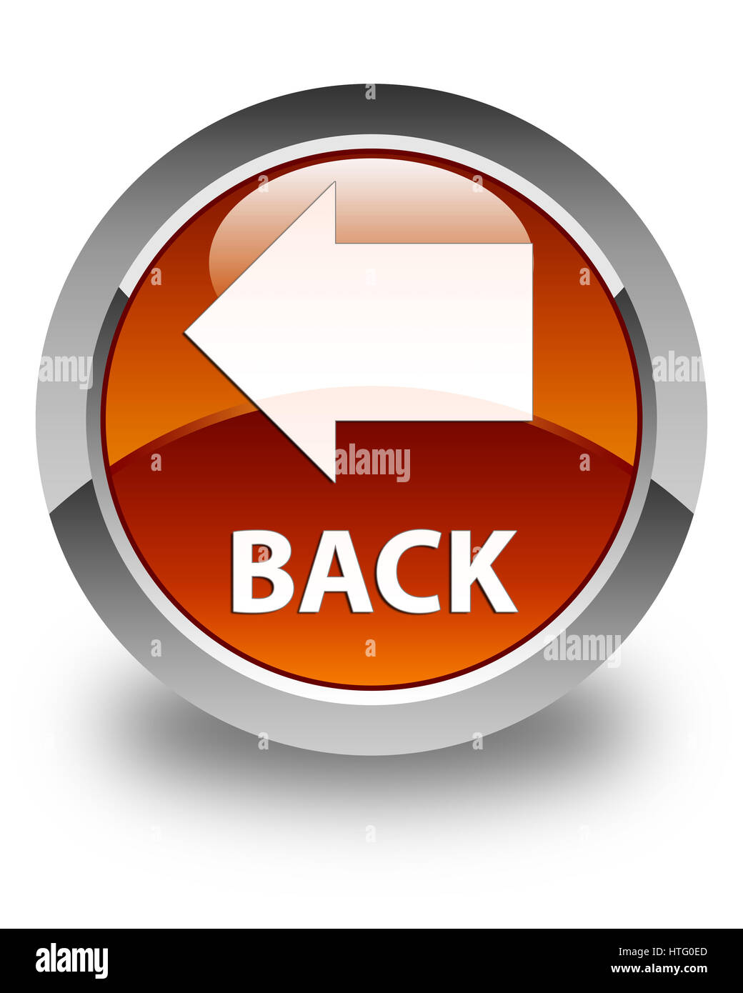Back isolated on glossy brown round button abstract illustration Stock ...