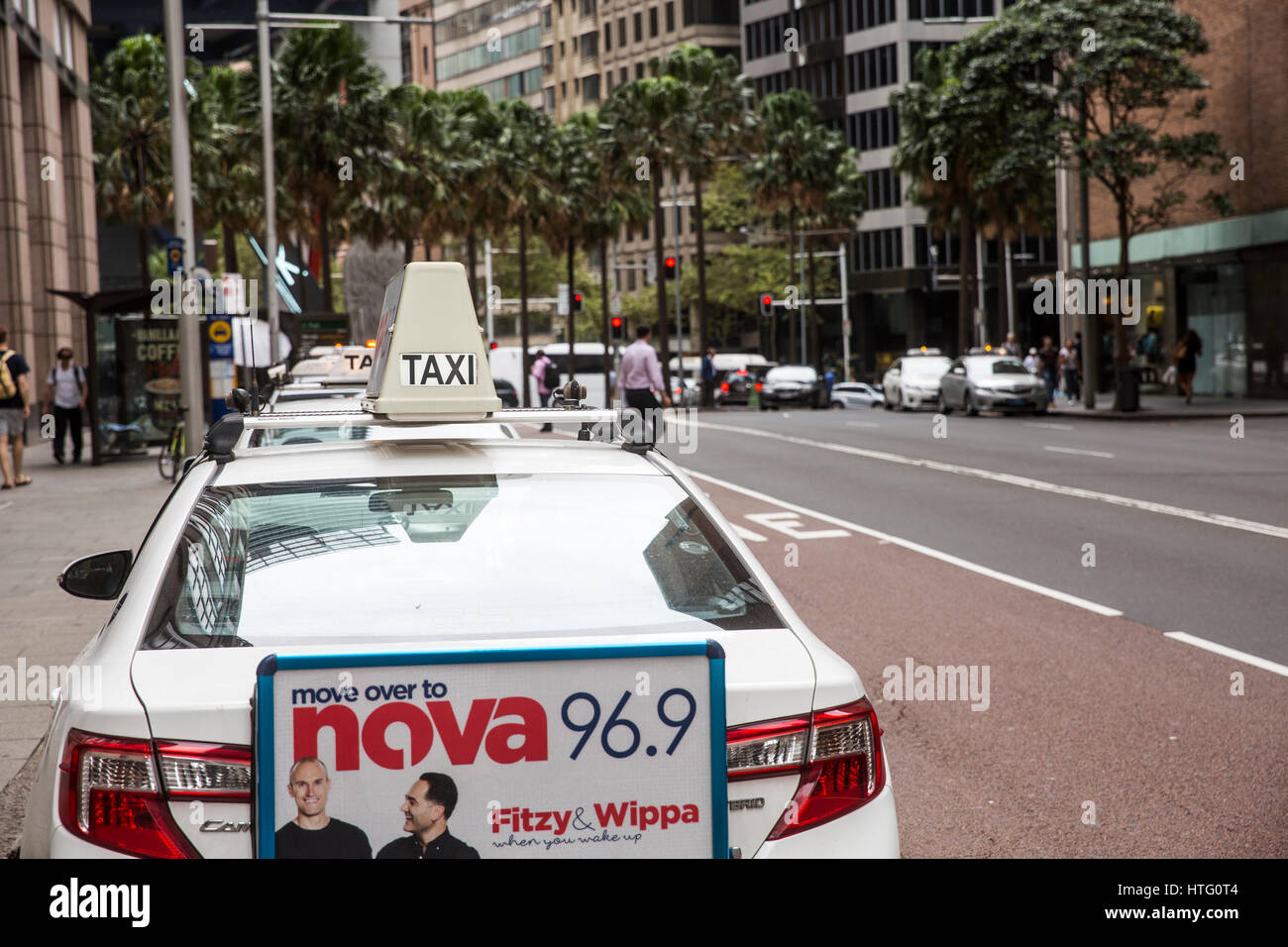 For hire Taxis in Sydney city centre,australia Stock Photo