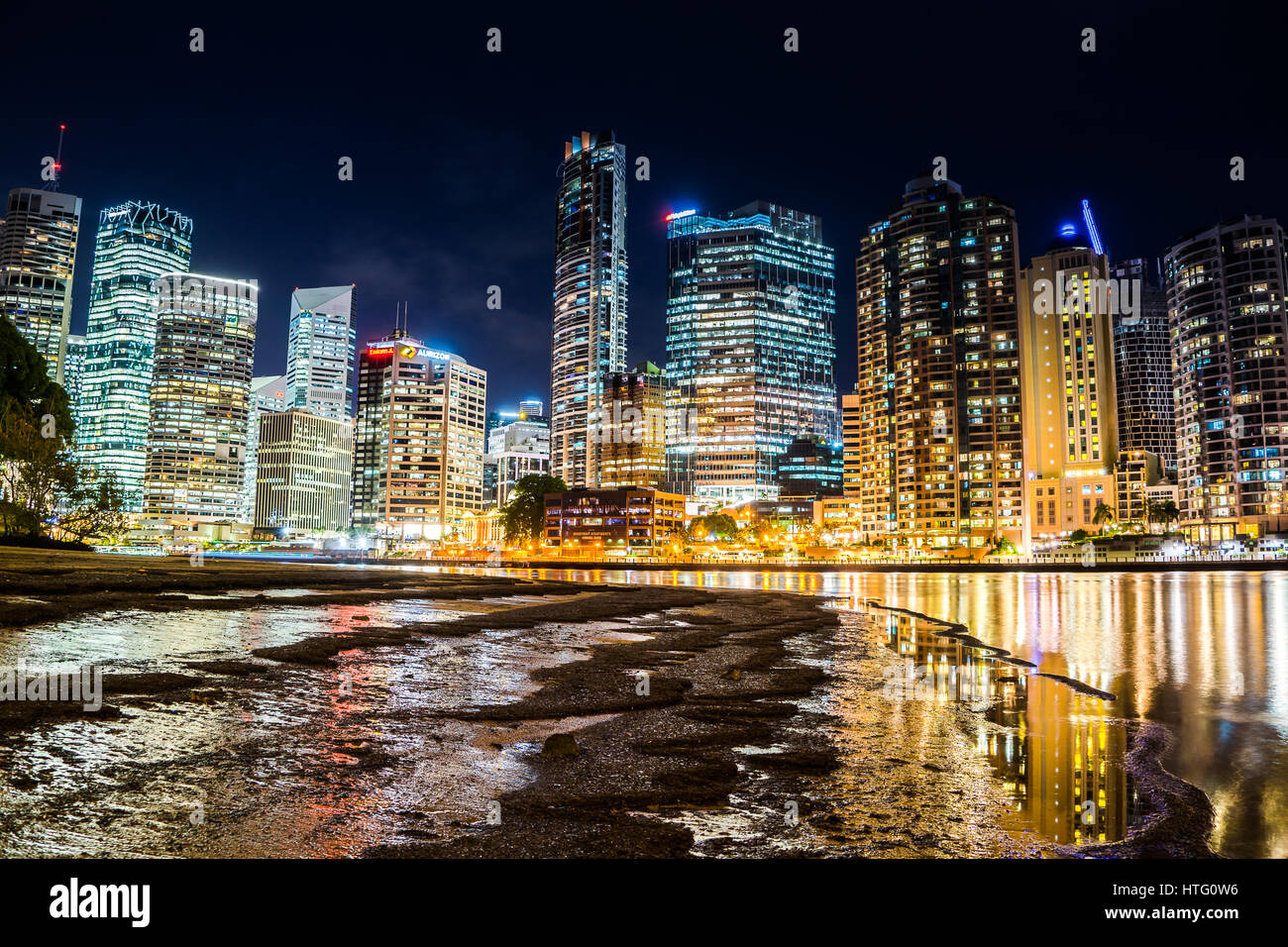 Brisbane nighttime city scape Stock Photo