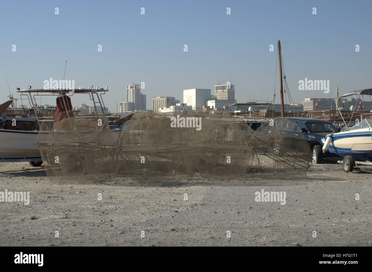 Traditional fishing nets used in Qatar Stock Photo Alamy