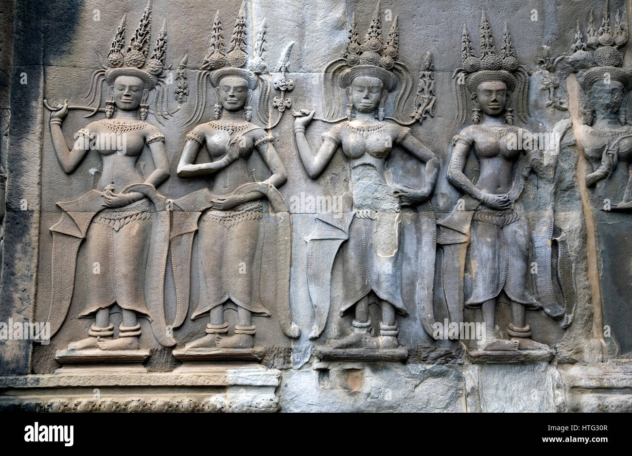 Apsara (celestial dancers) sculpted. Angkor Wat temple. Cambodia, Asia