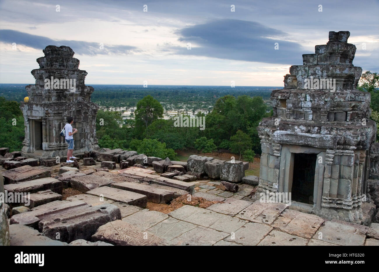 Phnom Bakheng temple at sunset. Angkor temples. Cambodia, Asia Stock
