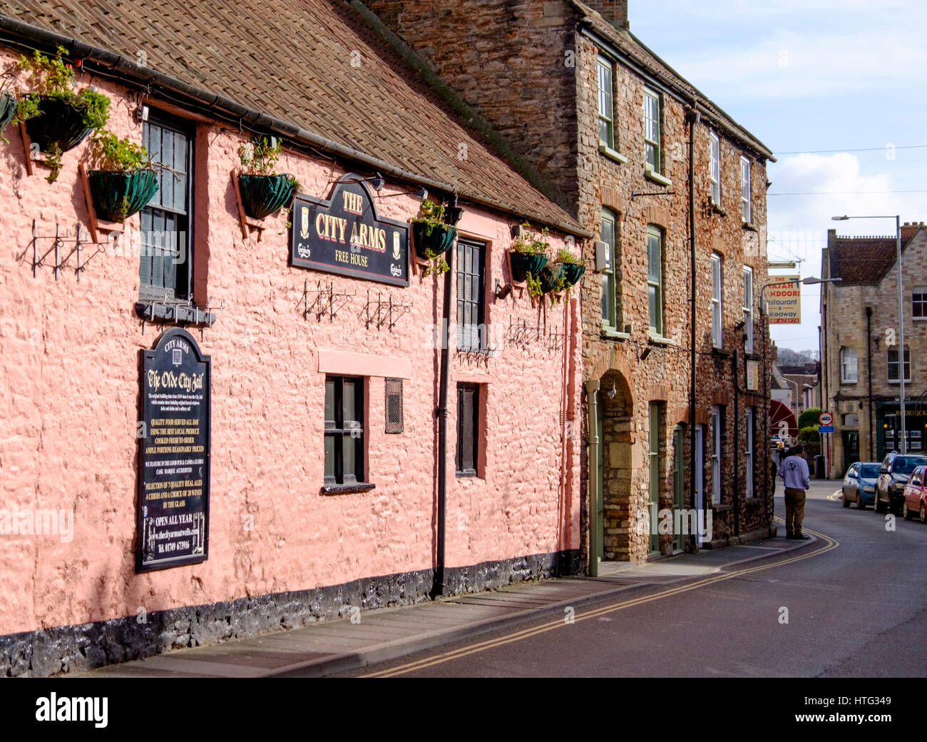 Around Wells a Cathedral City in Somerset England UK the city Arms Pub Stock Photo