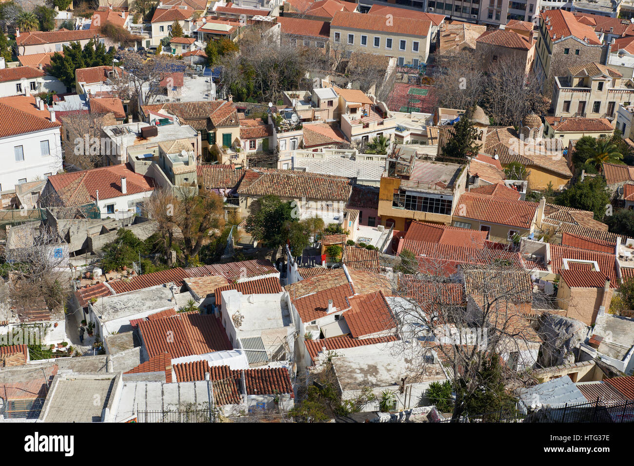 Rooftops of Plaka area at Athens Stock Photo