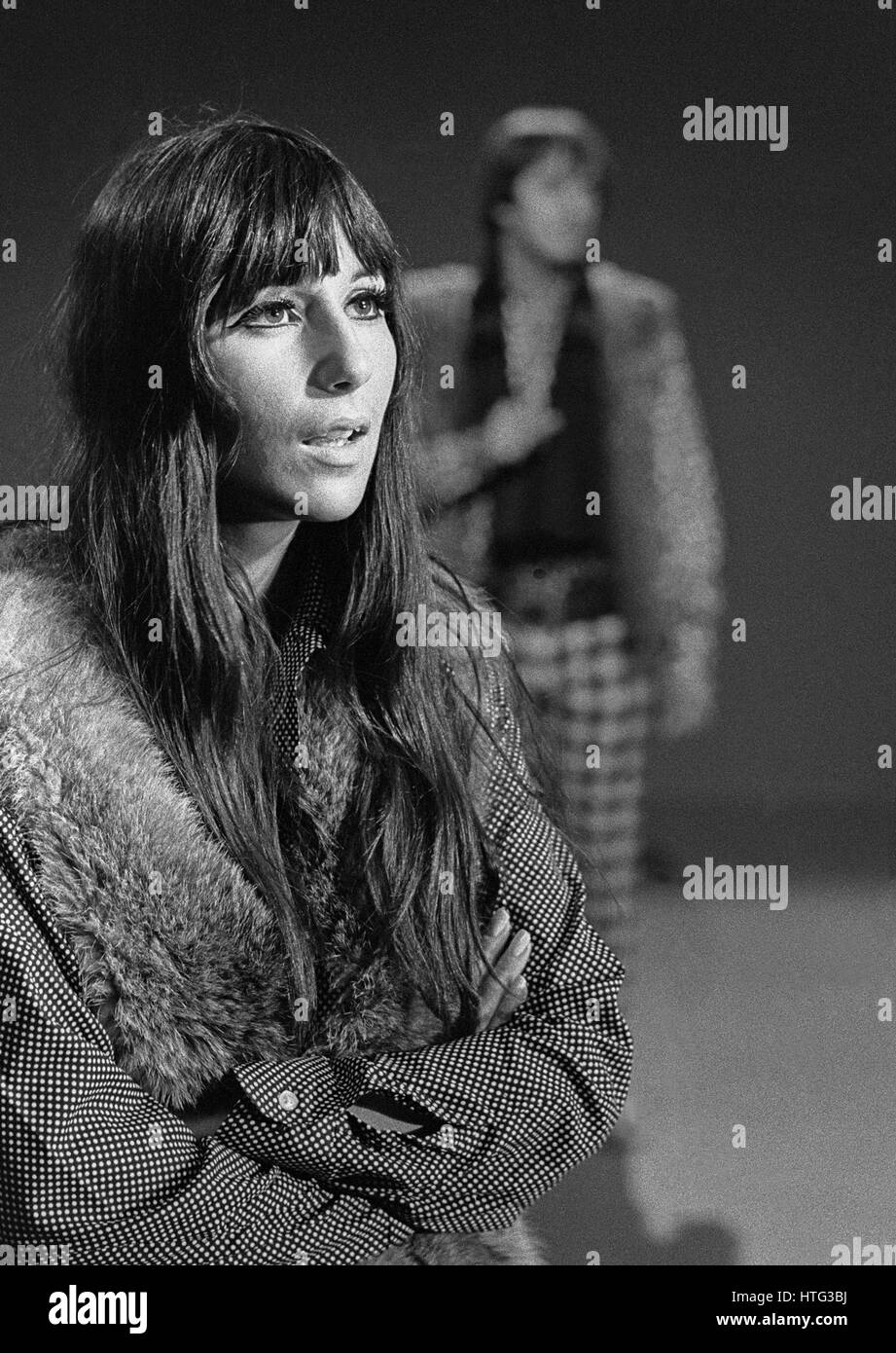 CHER with husband Sonny was a American Pop duo actors,and was in Stockholm for television 1966 Stock Photo
