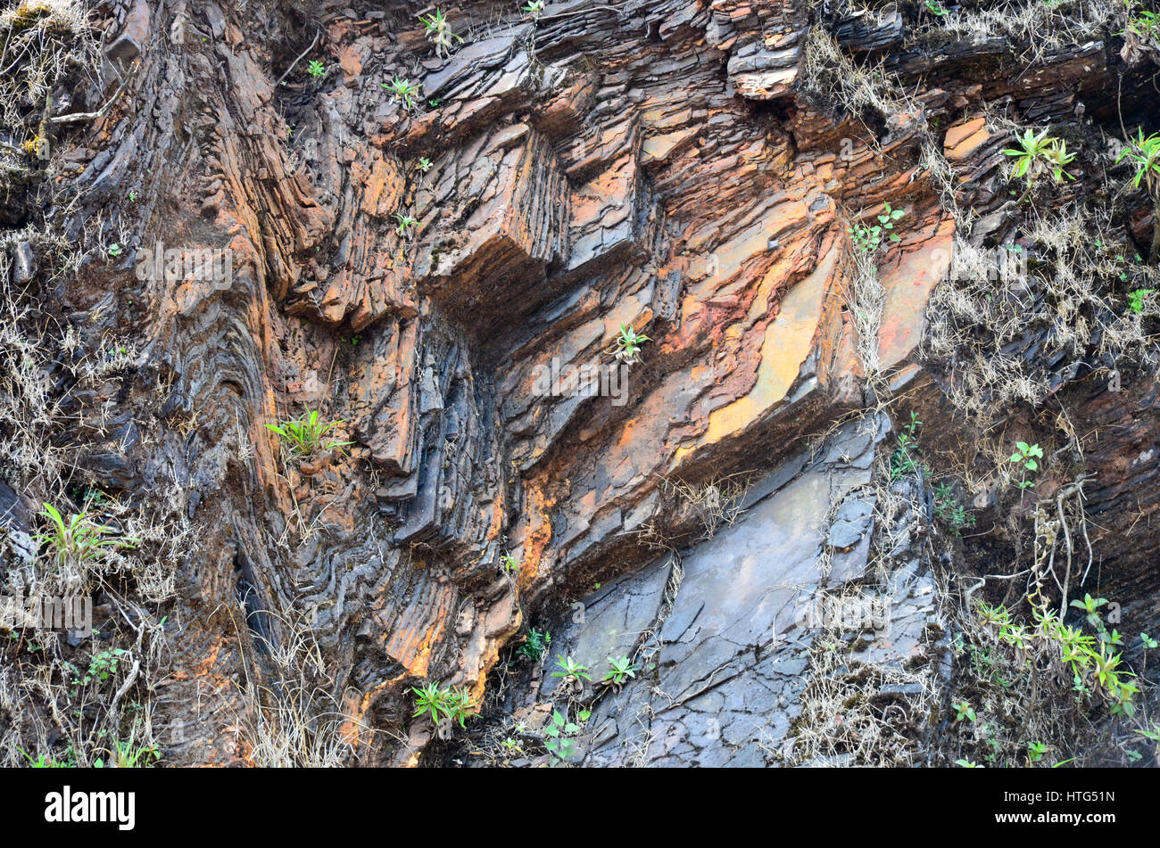 Layers of iron ore deposits found in the mullayanagiri mountain ranges in Chikmagalur, Karnataka