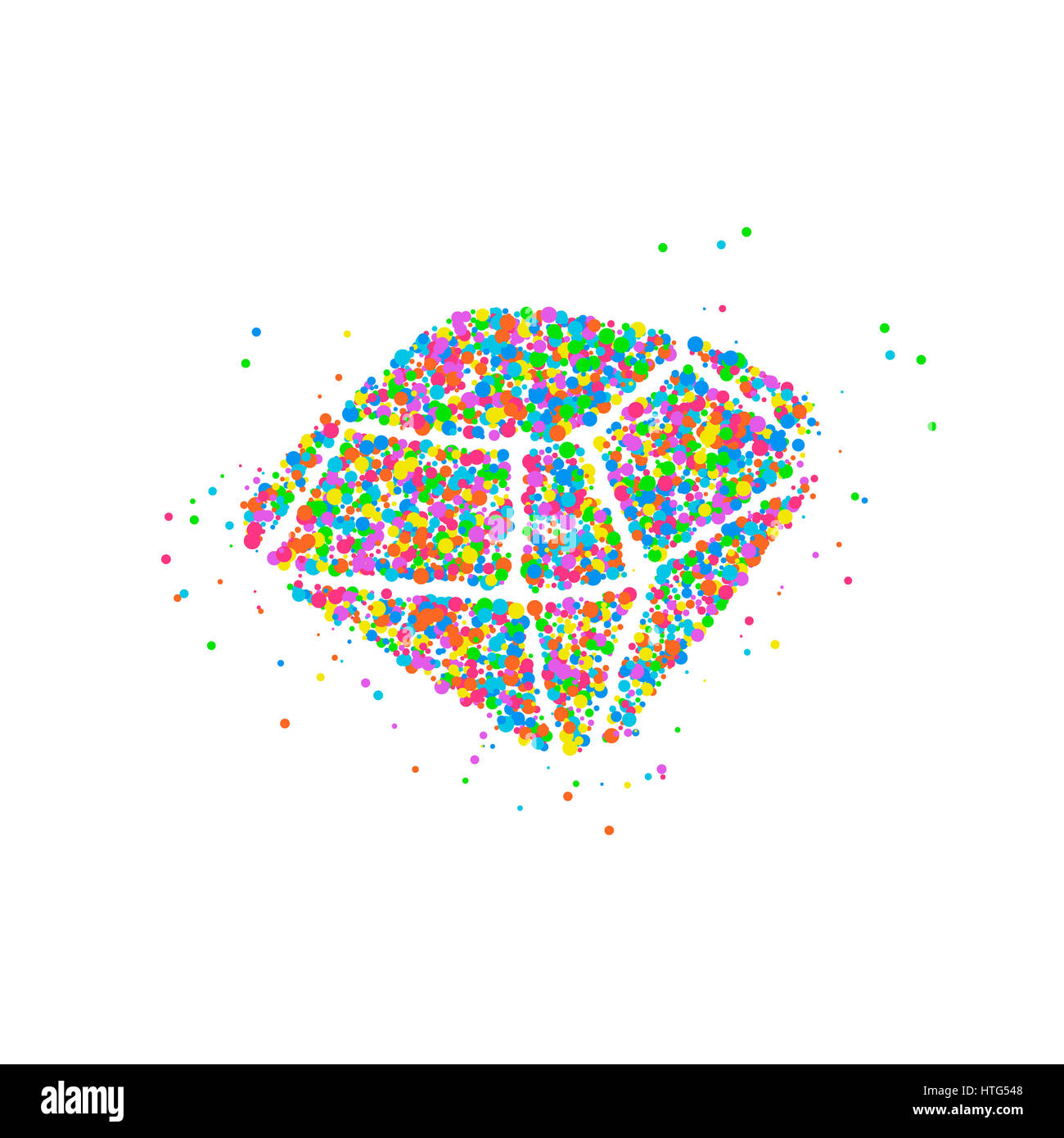 Abstract drawing of a diamond from multi-colored circles. Photo ...