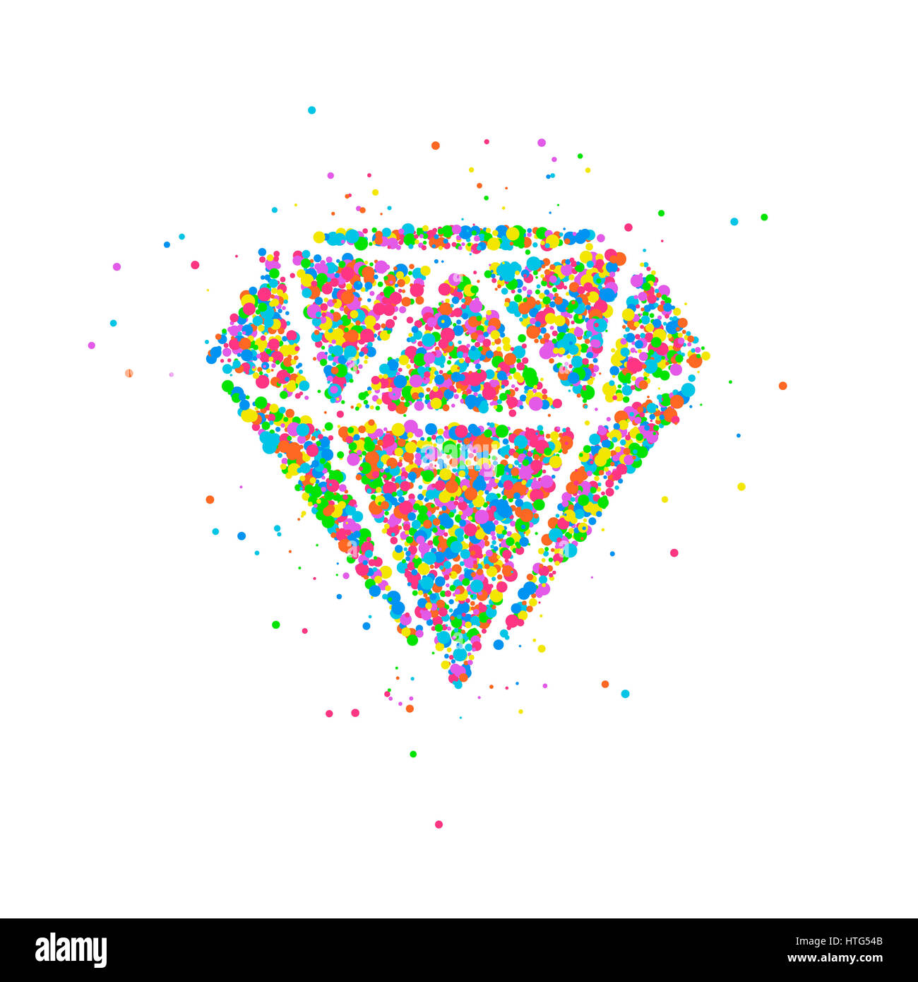 Abstract drawing of a diamond from multi-colored circles. Photo ...