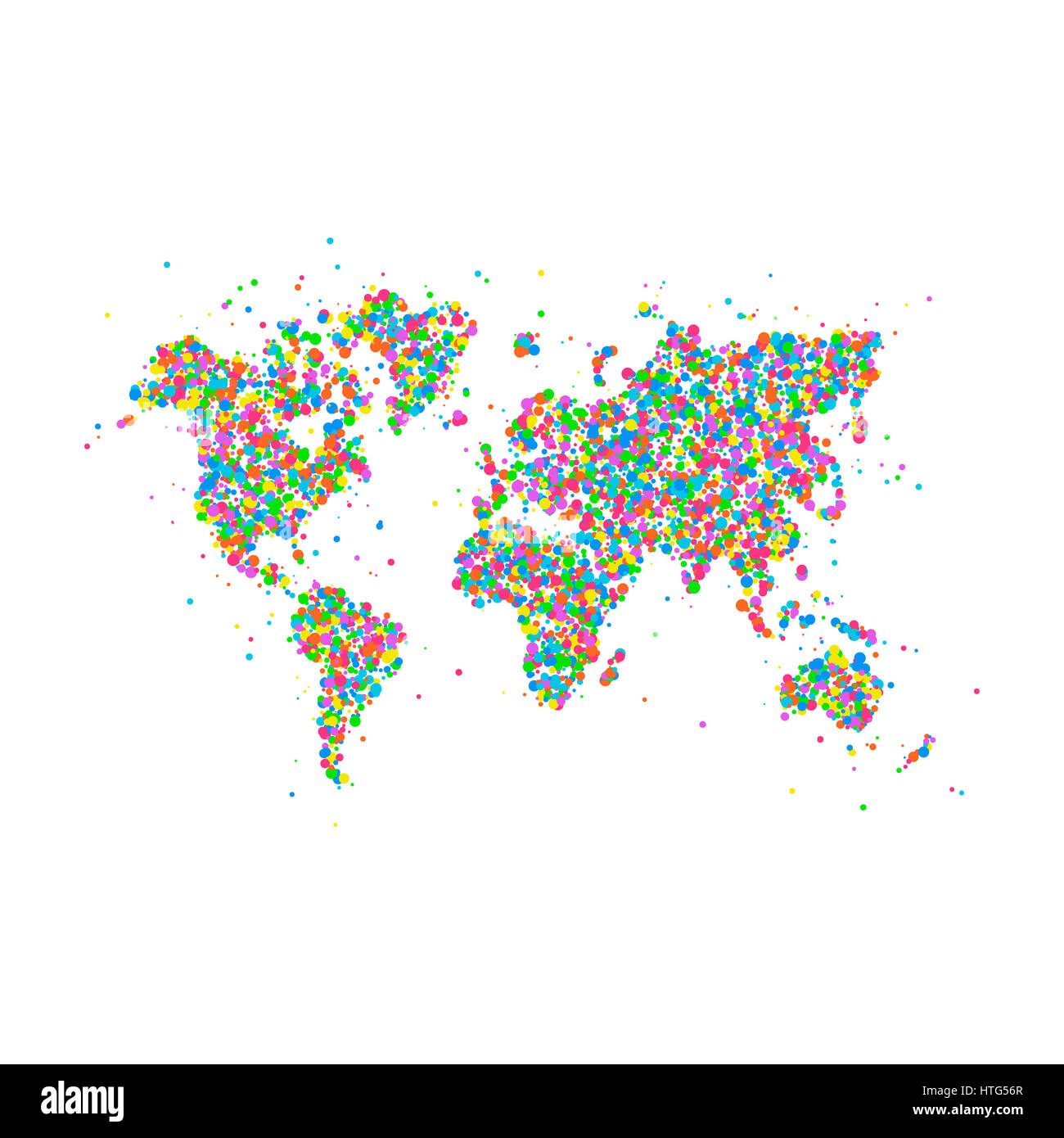 Icon map of the world of multicolored circles. Photo illustration Stock ...