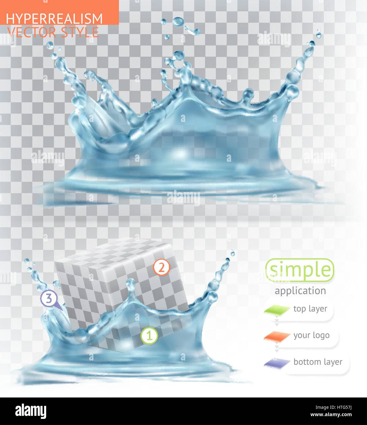 Water splash with transparency. Hyperrealism vector style simple ...