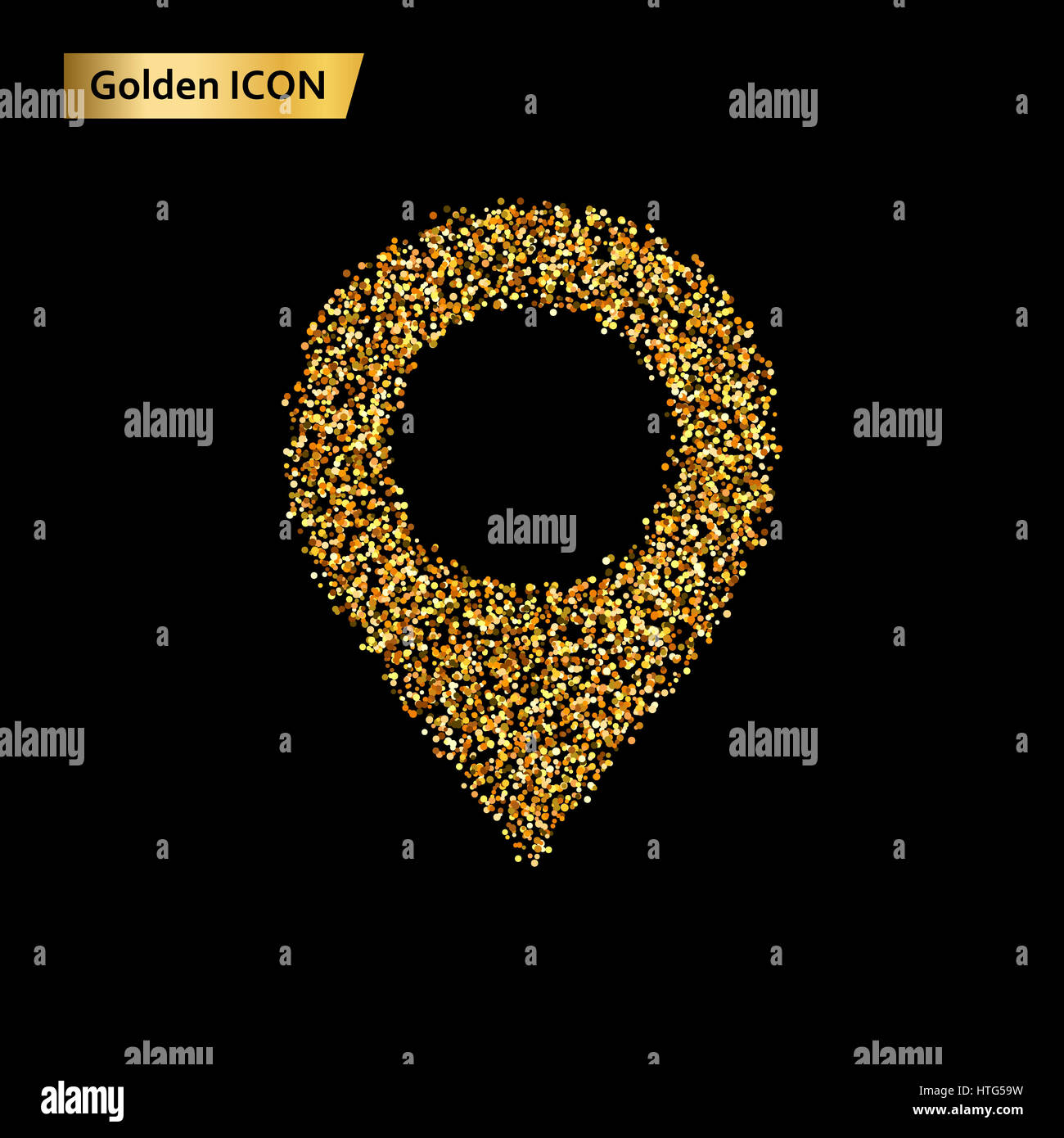 Pin icon of the Golden Circle. Photo illustration. Stock Photo