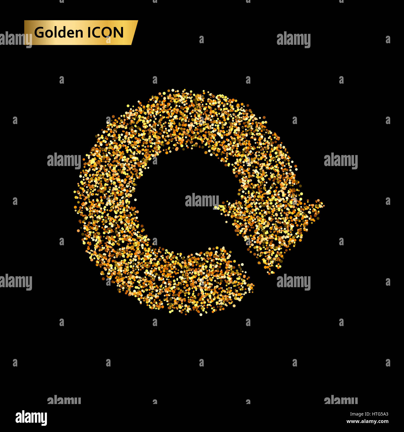 Icon circular arrows of gold circles. Photo illustration Stock Photo