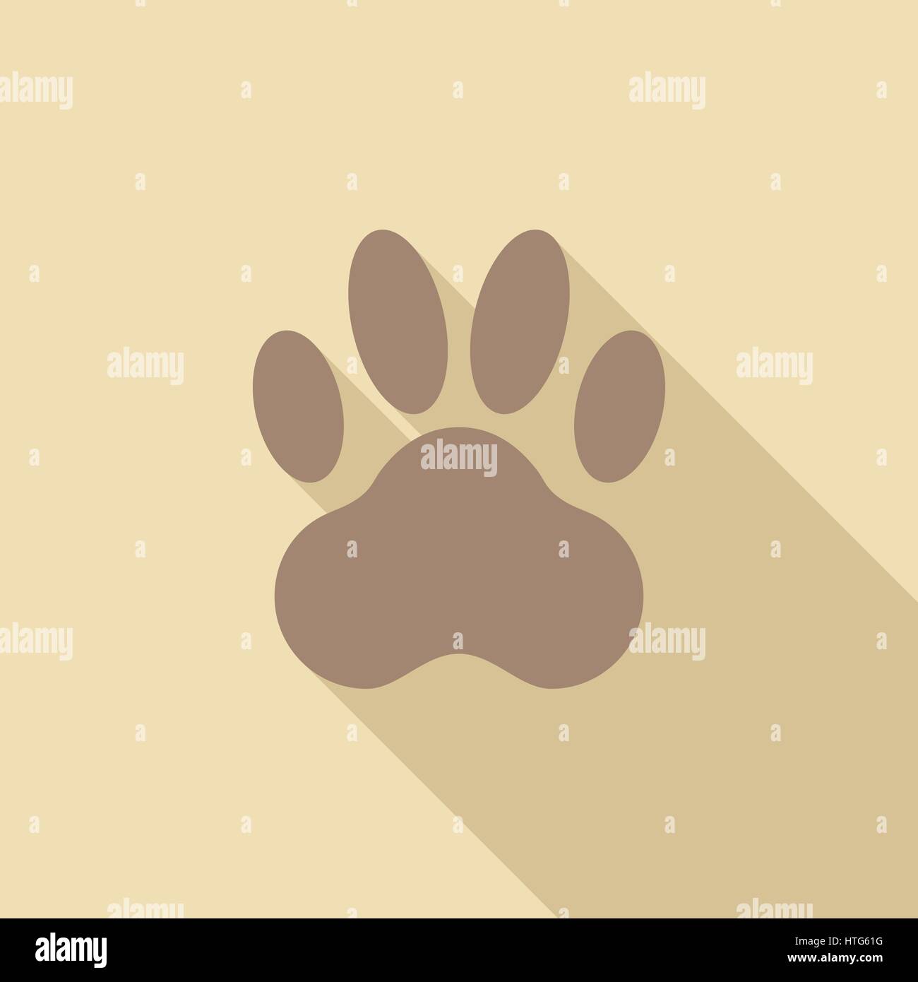 Paw icon. Flat vector related icon with long shadow for web and mobile ...