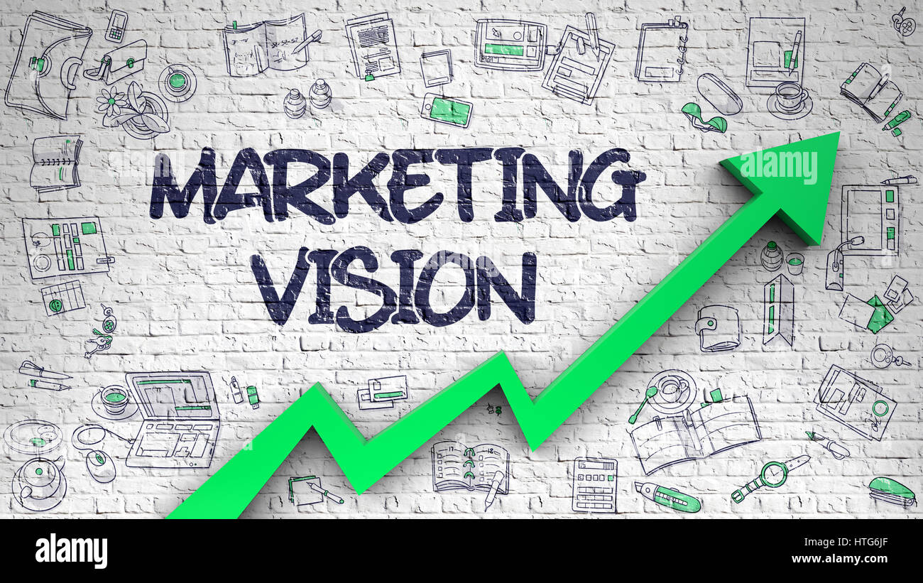 Marketing Vision Modern Line Style Illustration with Hand Drawn