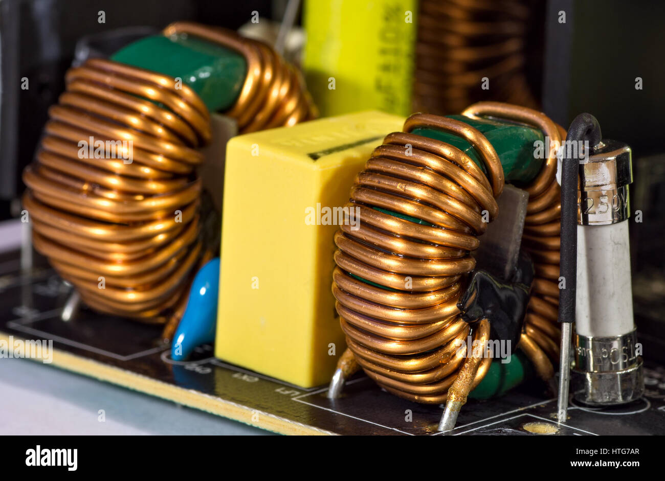 Toroidal pulse transformers on printed circuit board Stock Photo Alamy