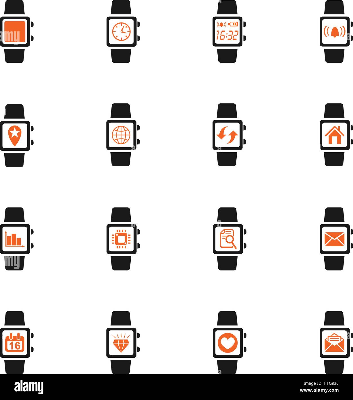 smart watch web icons for user interface design Stock Vector Image ...
