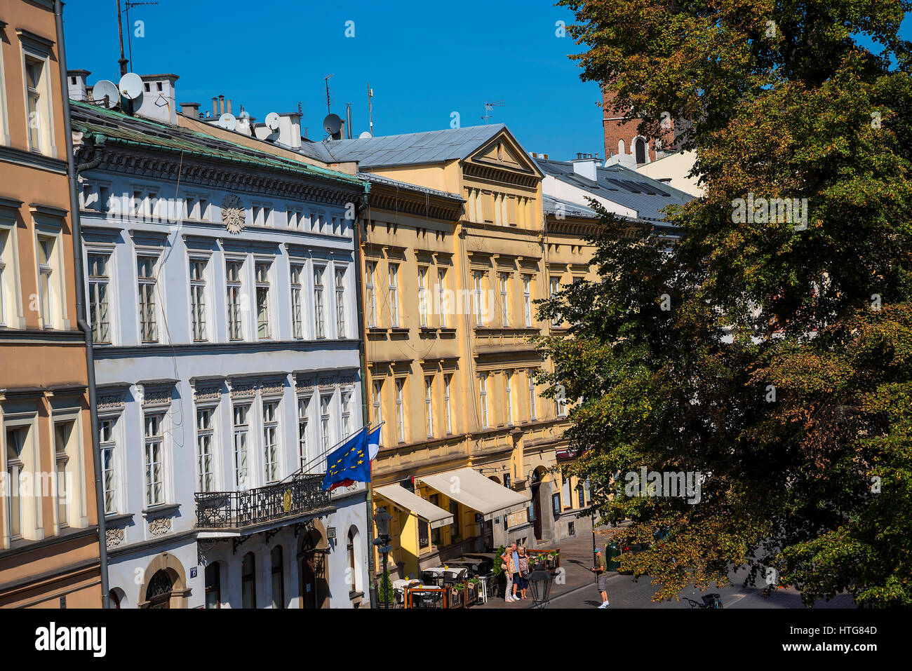 The area around the Dominika Church in Krakow Poland house many foreign