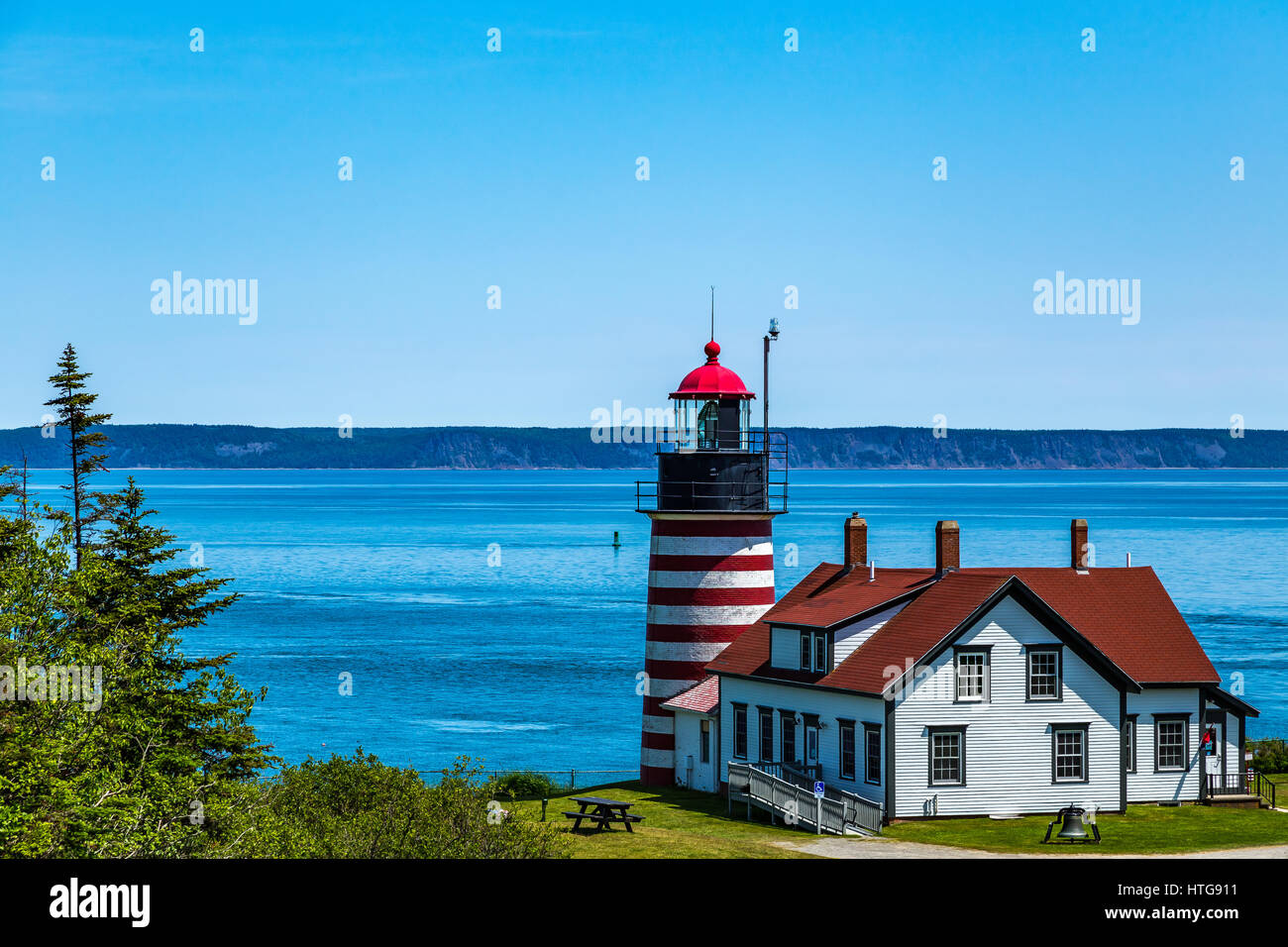 West Quoddy Head, in Quoddy Head State Park, Lubec, Maine, is the easternmost point of the contiguous United States. Since 1808, there has been a ligh Stock Photo