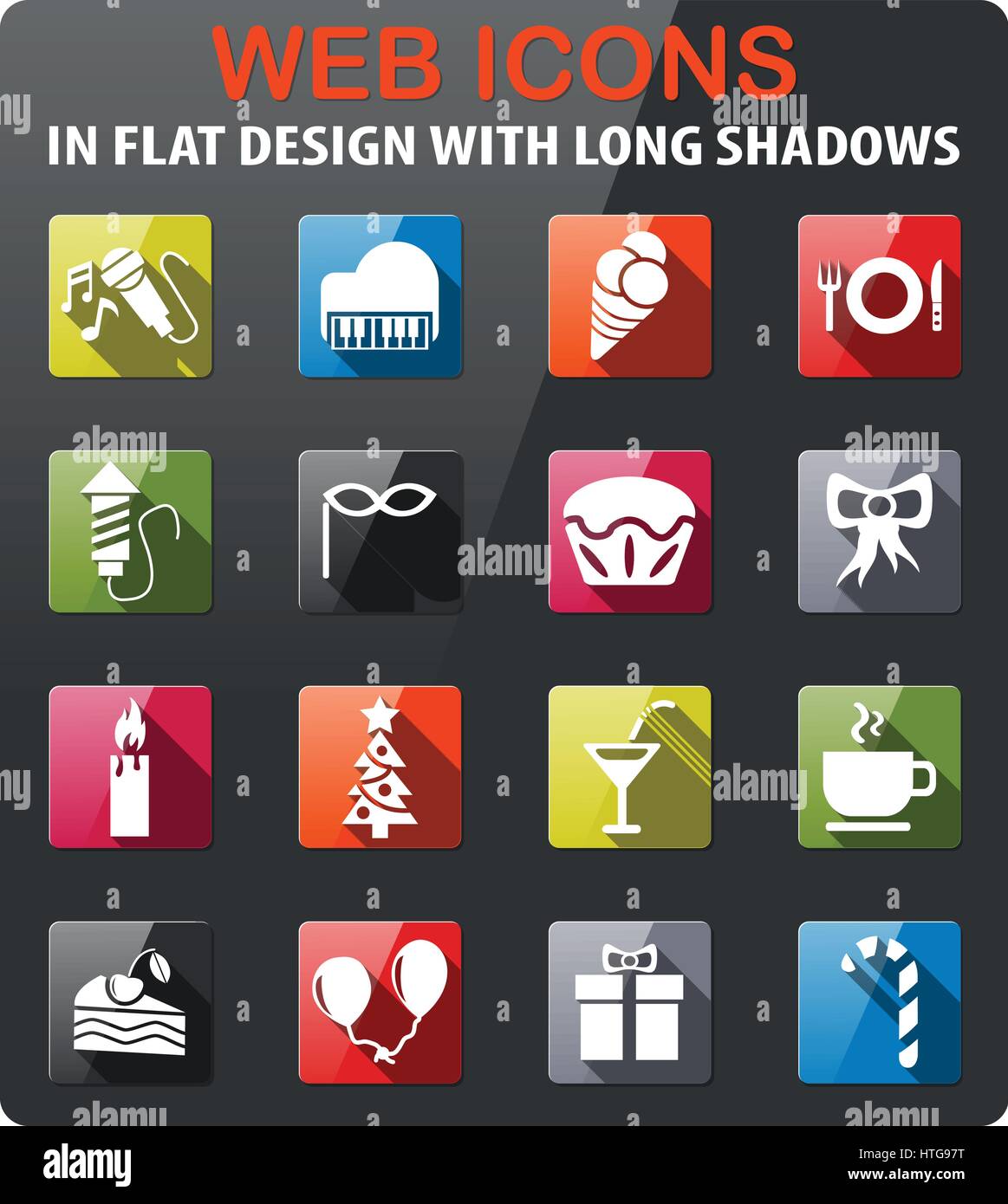 celebration icons set in flat design with long shadow Stock Vector ...