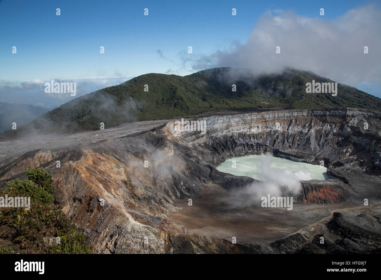 Wide view of Poas Volcano crater Stock Photo