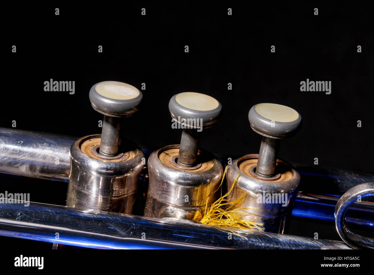 Silver Trumpet Valves Stock Photo Alamy