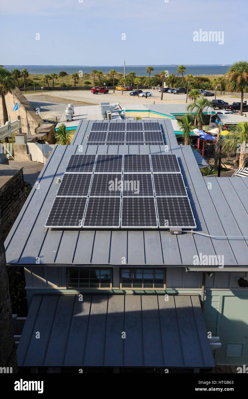 Solar panels being used ar Battery Garland, museum area of the Tybee