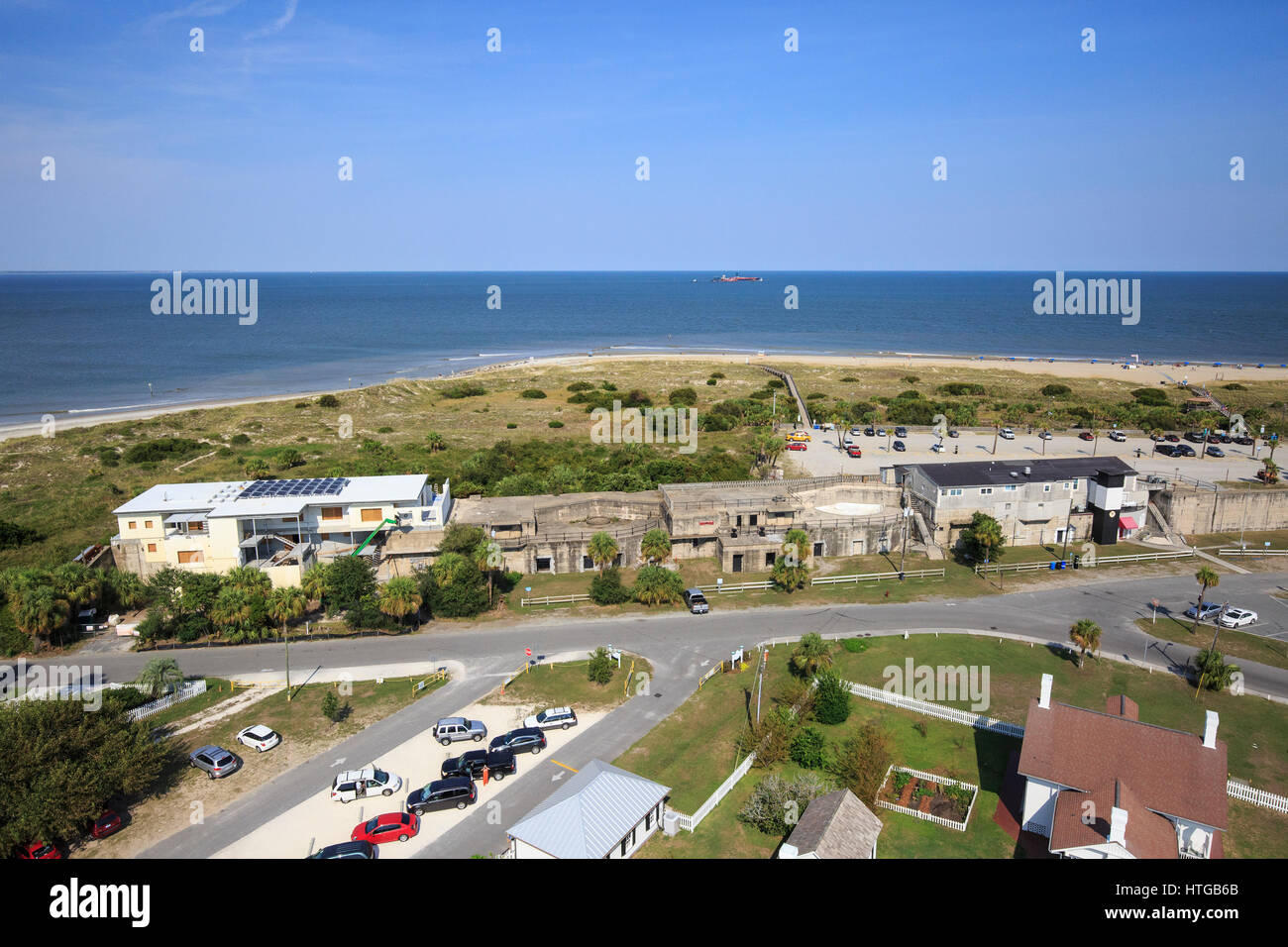 View of the Battery Garland from the Tybee Island lighthouse, coastal defense defense fort until 1945. Stock Photo