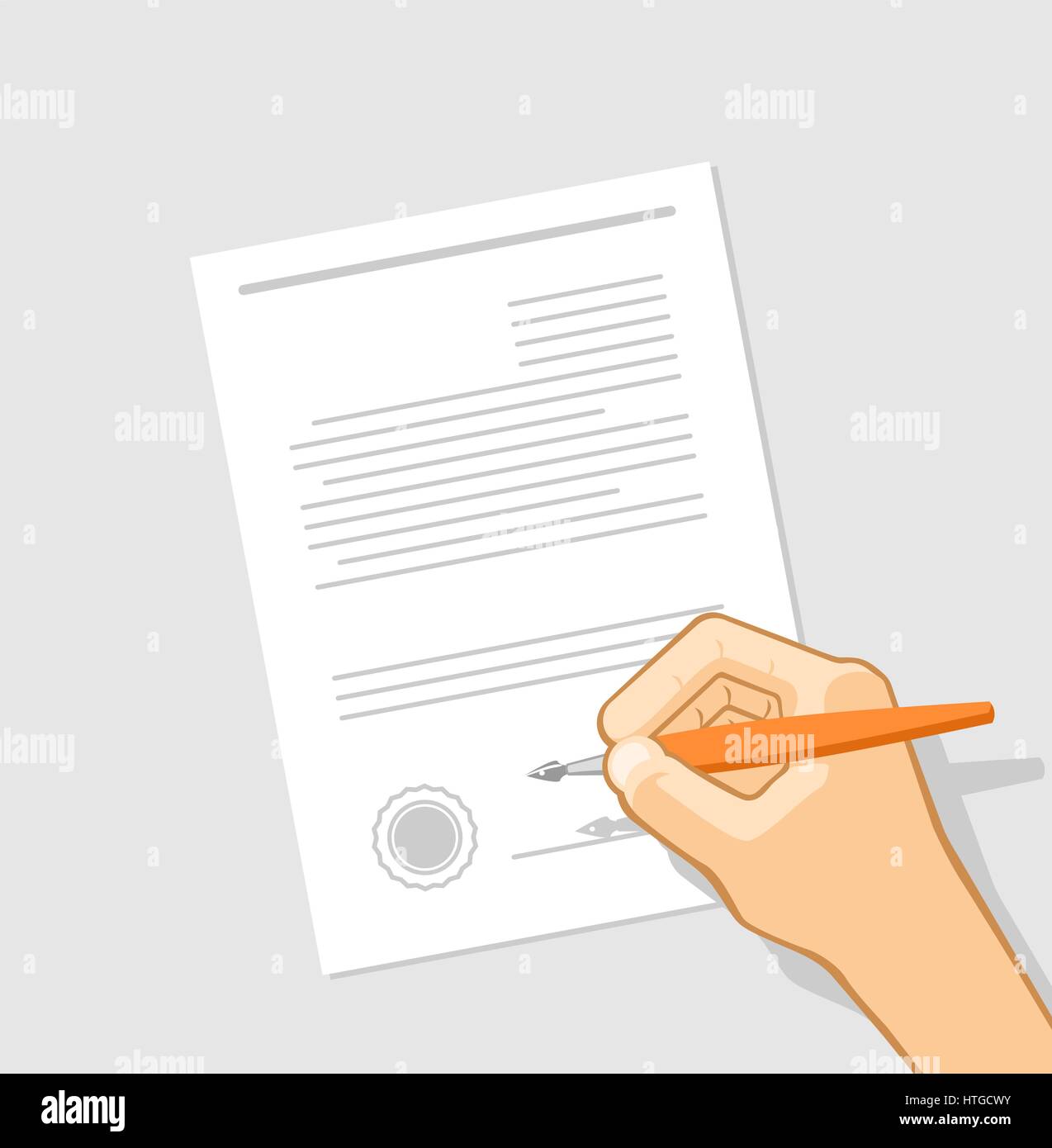 The signing of the document. Grey background Stock Vector Image & Art ...