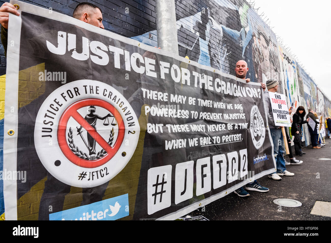 Belfast, Northern Ireland.  11 Mar 2017 - Irish Republican Prisoners Welfare Association (IRPWA) hold a protest to highlight the treatment of republican prisoners in HMP Maghaberry prison. Stock Photo