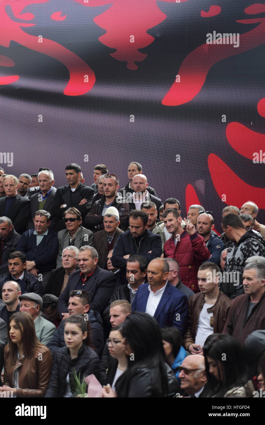Tirana, Albania 11 March 2017. Political rally of Democratic Party of