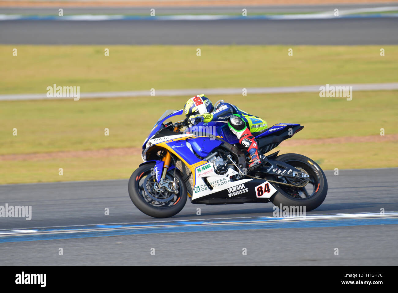 Buriram, Thailand. 11th Mar, 2017. Riccardo Russo #84 of Italy with Yamaha YZF R1 in FIM Superbike World Championship (SBK) at Chang International Circuit on March 11, 2017 in Buriram Thailand. Credit: Chatchai Somwat/Alamy Live News Stock Photo