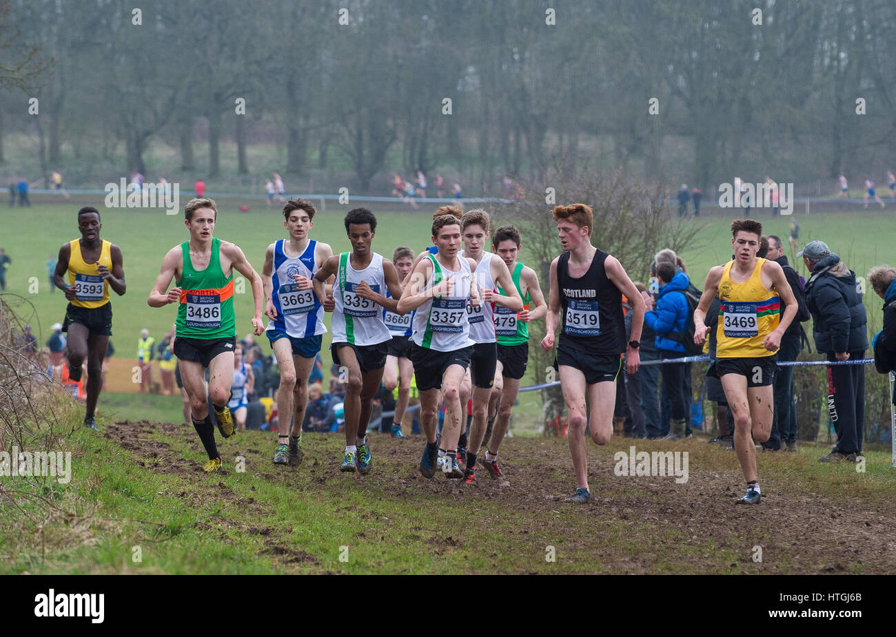 Prestwold Hall, Loughborough 11 March, Zak Mahamed (3351) on his way to winning the U17 Men's race at the British Athletics Inter Counties Cross Country Championships incorporating World Junior Trials and Cross Challenge Final, Prestwold Hall, Loughborough, Saturday 11th March 2017 Credit: Gary Mitchell/Alamy Live News Stock Photo
