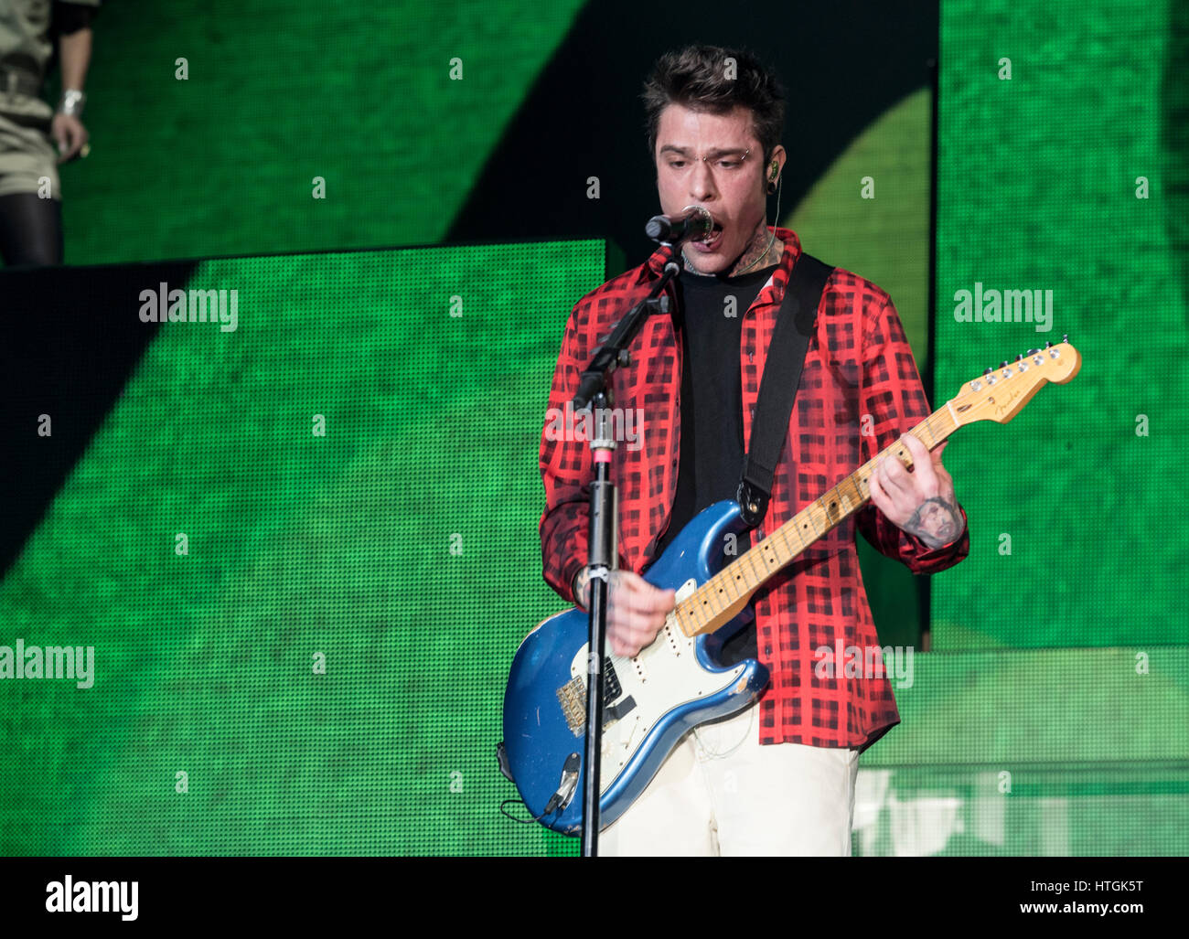 Turin, Italy. 11th March, 2017. J-ax and Fedez performing on Turin at Pala Alpitopur during the 'Comunisti col rolex tour', on march 11th 2017, photos by Credit: Alberto Gandolfo/Alamy Live News Stock Photo