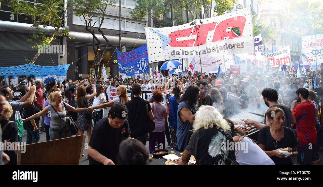 Buenos Aires, Argentina - March 8, 2017: Protest conmemorating the International Women's Day on March 8, 2017 in Buenos Aires, Argentina. Stock Photo
