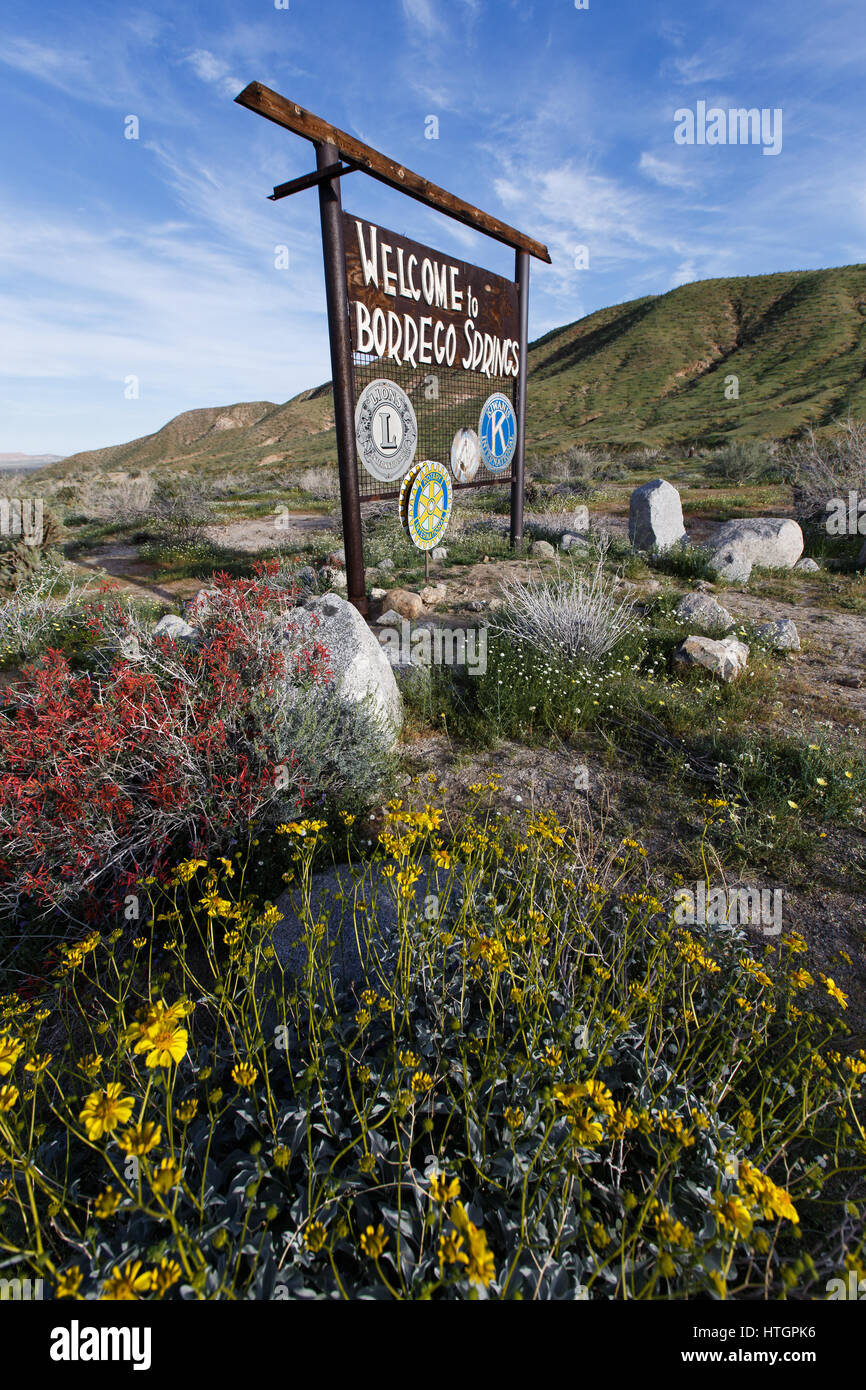 AnzaBorrego Desert, California. March 14, 2017. A sign marks the