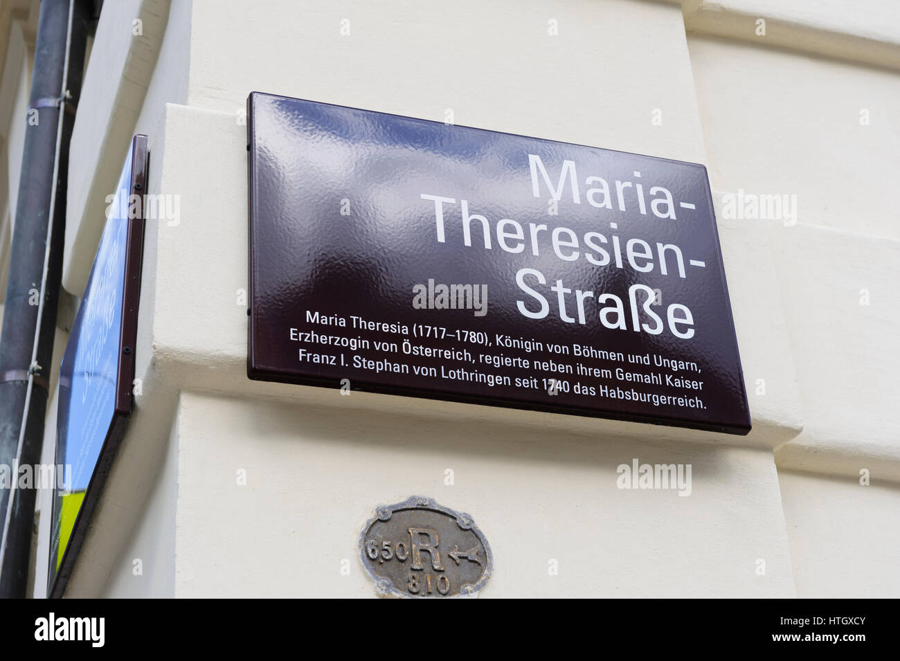 Sign of Maria Theresa Street, Innsbruck, Austria Stock Photo