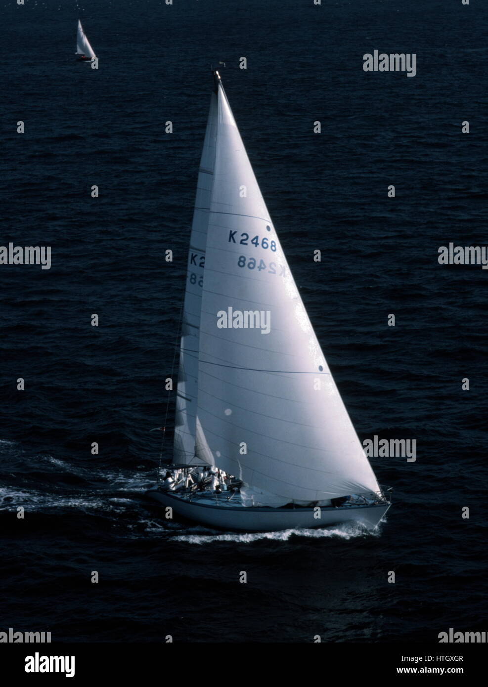 AJAXNETPHOTO.1979. UK TERRITORIAL WATERS.- ROUND THE ISLAND RACE - EDWARD HEATH'S YACHT MORNING CLOUD SOUTH OF THE ISLE OF WIGHT. PHOTO:JONATHAN EASTLAND/AJAX REF:905387 Stock Photo