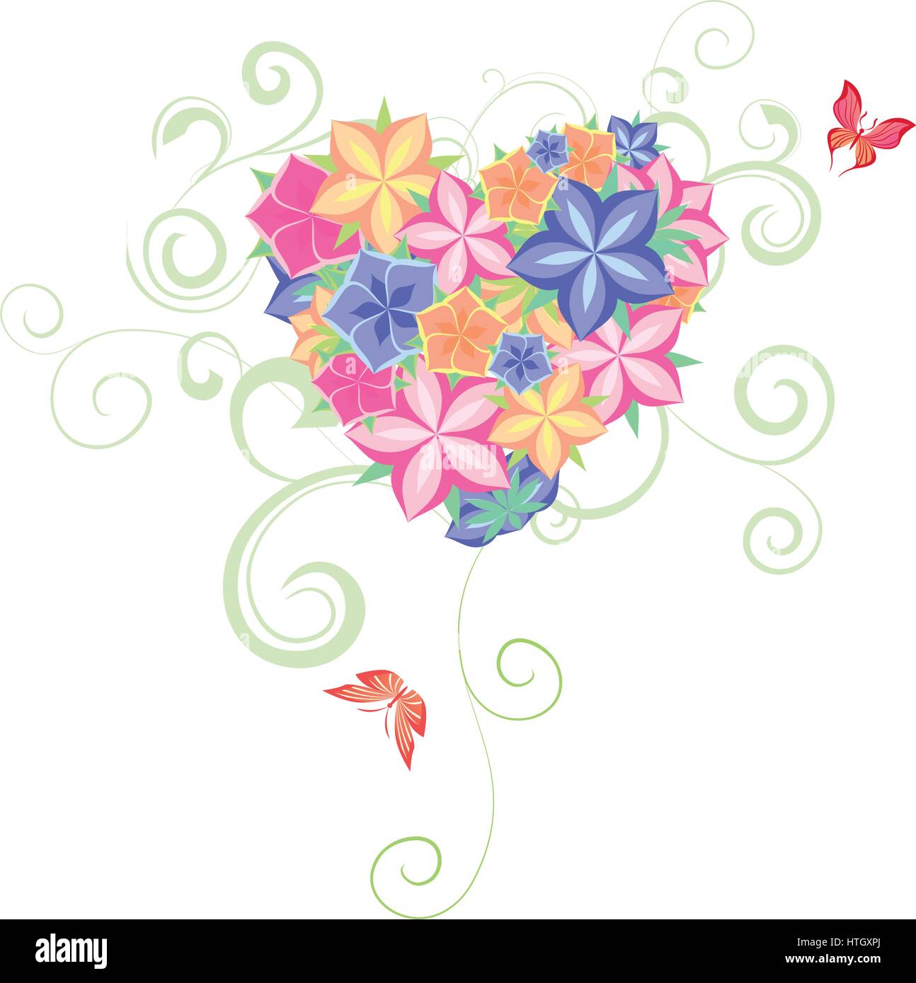Floral heart shape Stock Vector Image & Art - Alamy
