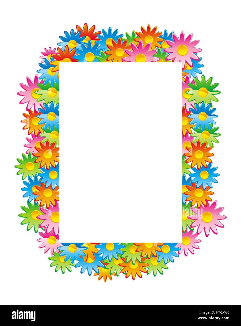 vector bright flowers frame Stock Vector Image & Art - Alamy