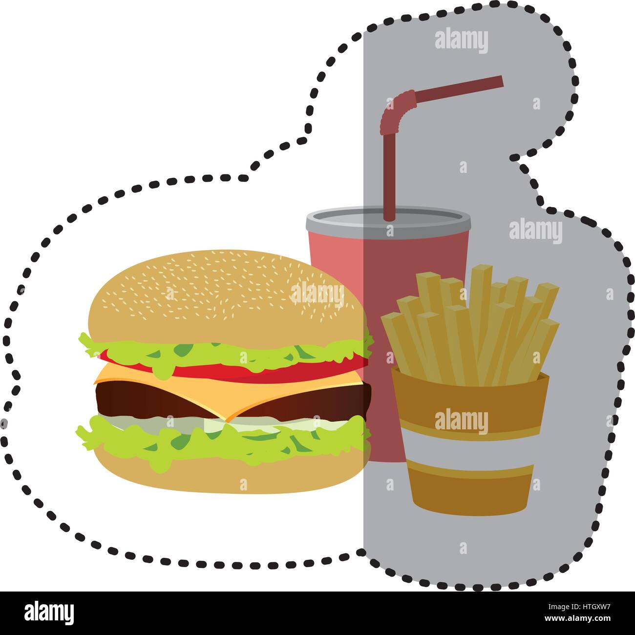 hamburger, soda and fries french icon Stock Vector Image & Art - Alamy