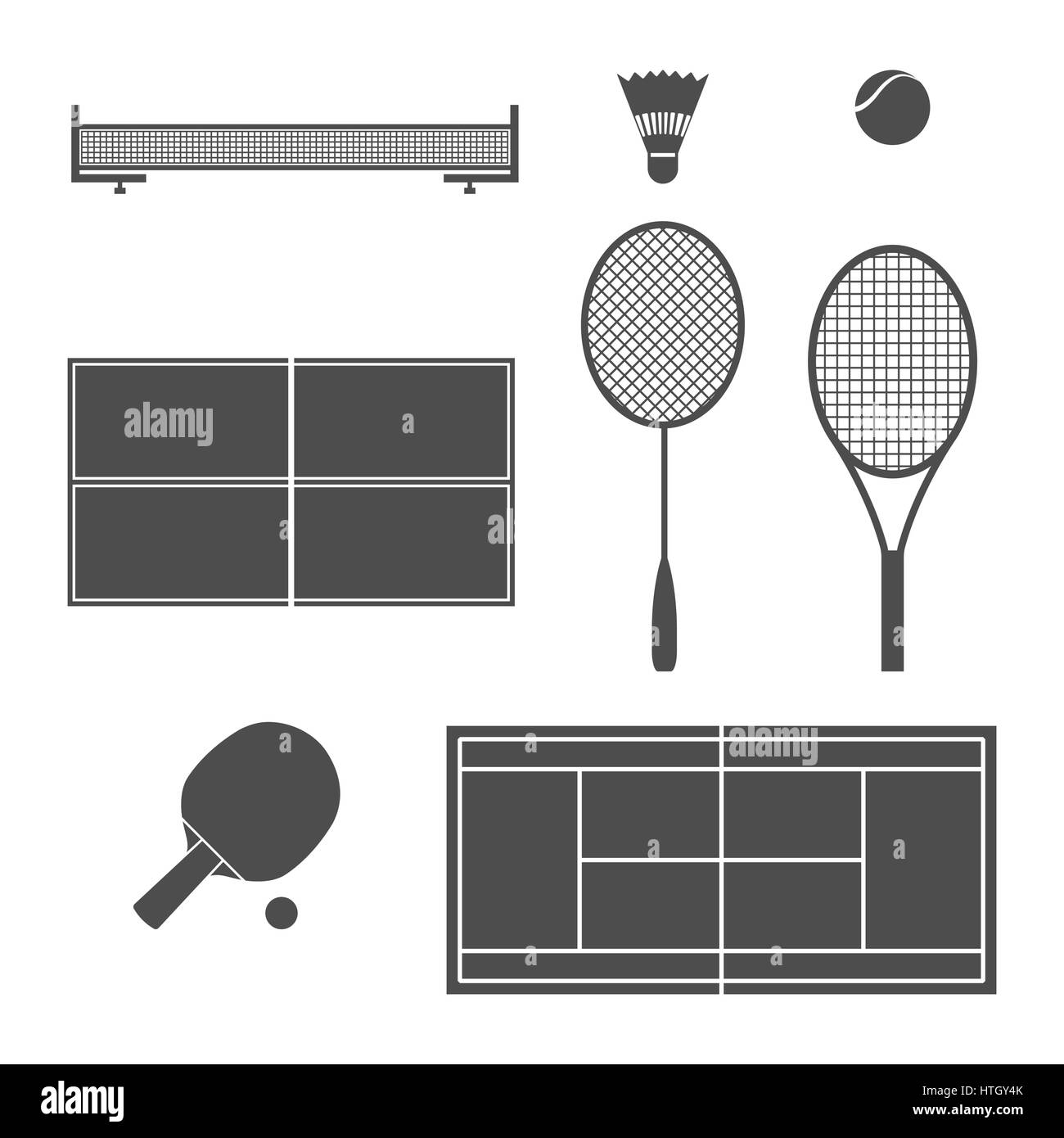 A set of white and gray equipment for tennis and badminton, vector  illustration Stock Vector Image & Art - Alamy