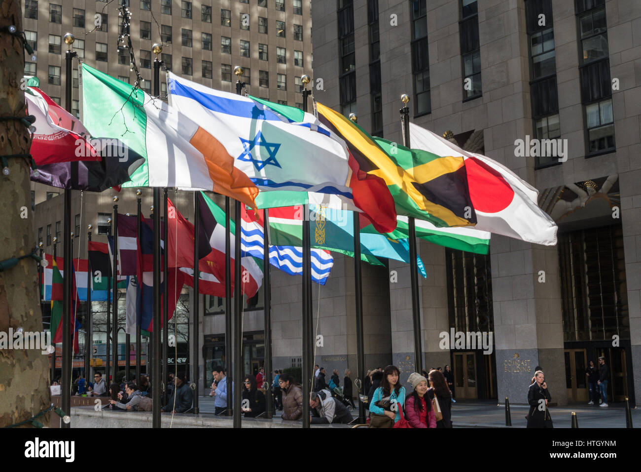 International Nation Flags Displayed at Rockefeller Center, NYC, USA