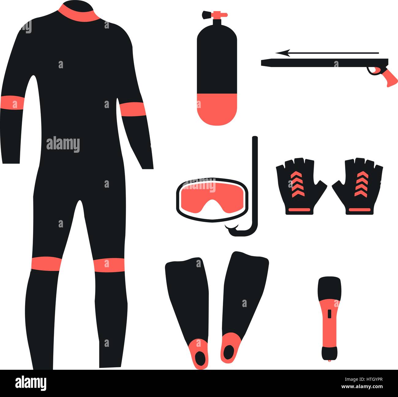 Set of colored icons diving, flat style, vector illustration Stock ...