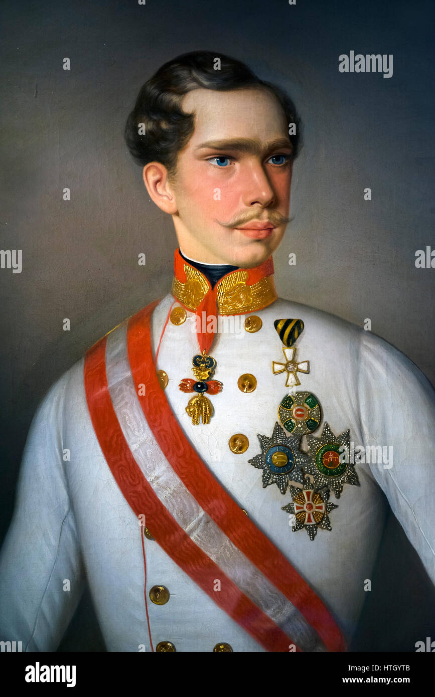 Franz Joseph I (Franz Josef I: 1830-1916), Emperor of Austria, and King of Hungary, Croatia and Bohemia. Portrait as a young man by Friedrich Krepp. Stock Photo