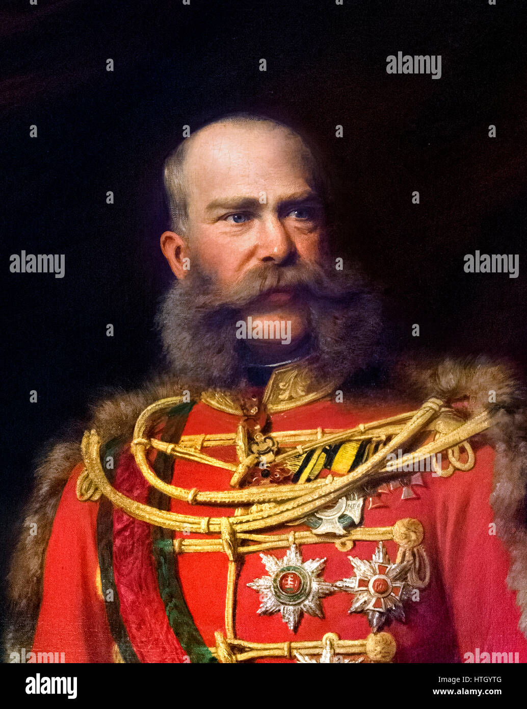 Franz Joseph I (Franz Josef I: 1830-1916), Emperor of Austria, and King of Hungary, Croatia and Bohemia. Portrait by Josef Kis, oil on canvas, c.1867-1870. Detai from a larger painting, HTGYTC. Stock Photo