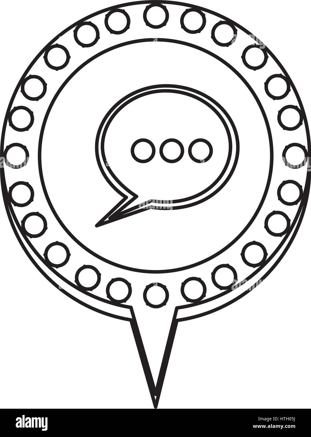 monochrome silhouette of text bubble and circular speech with contour ...