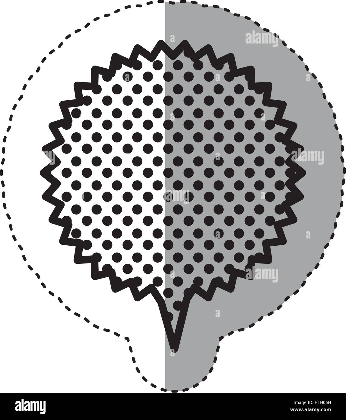 monochrome sticker with circular speech with sawtooth contour and tail ...
