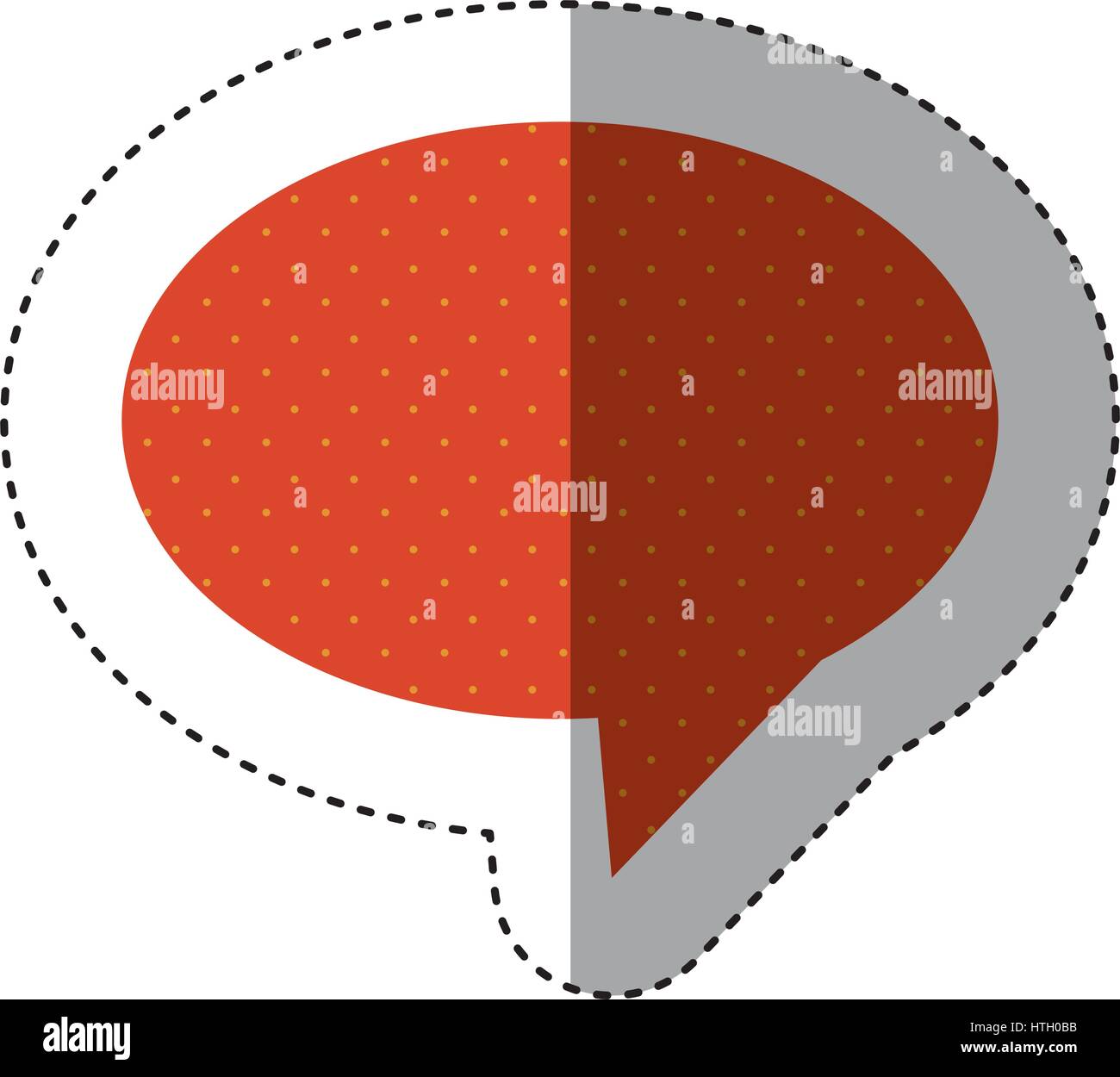 sticker of oval speech with tail and red background with yellow dots ...