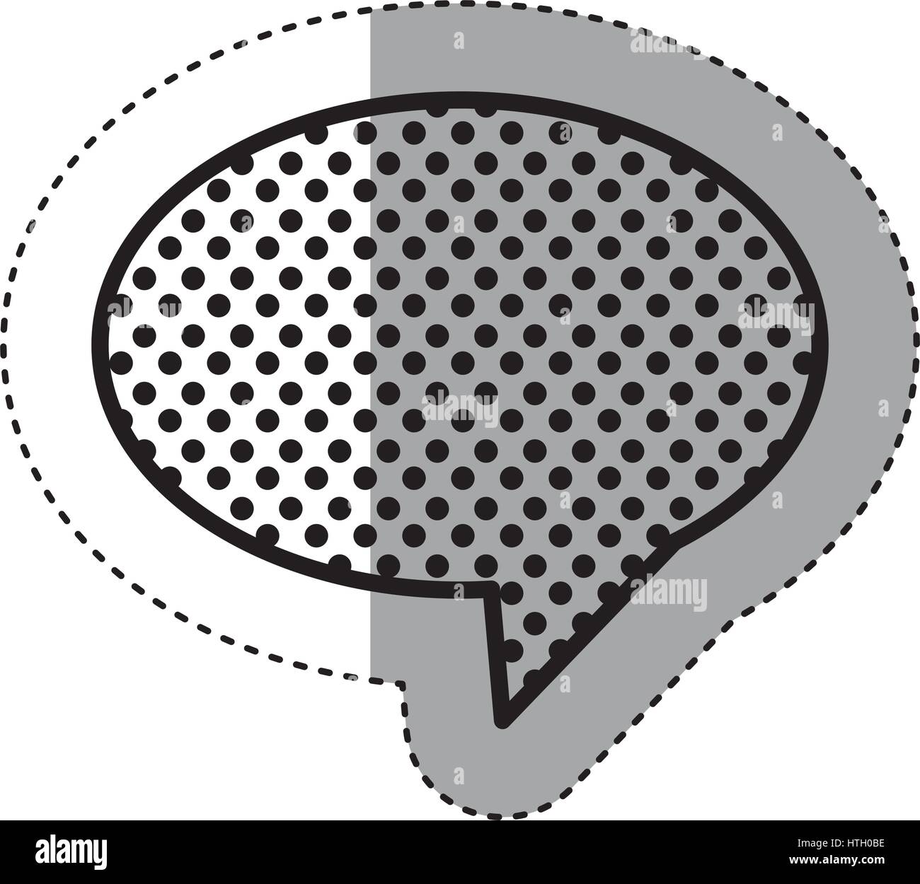 monochrome sticker of oval speech with tail and background with dots ...