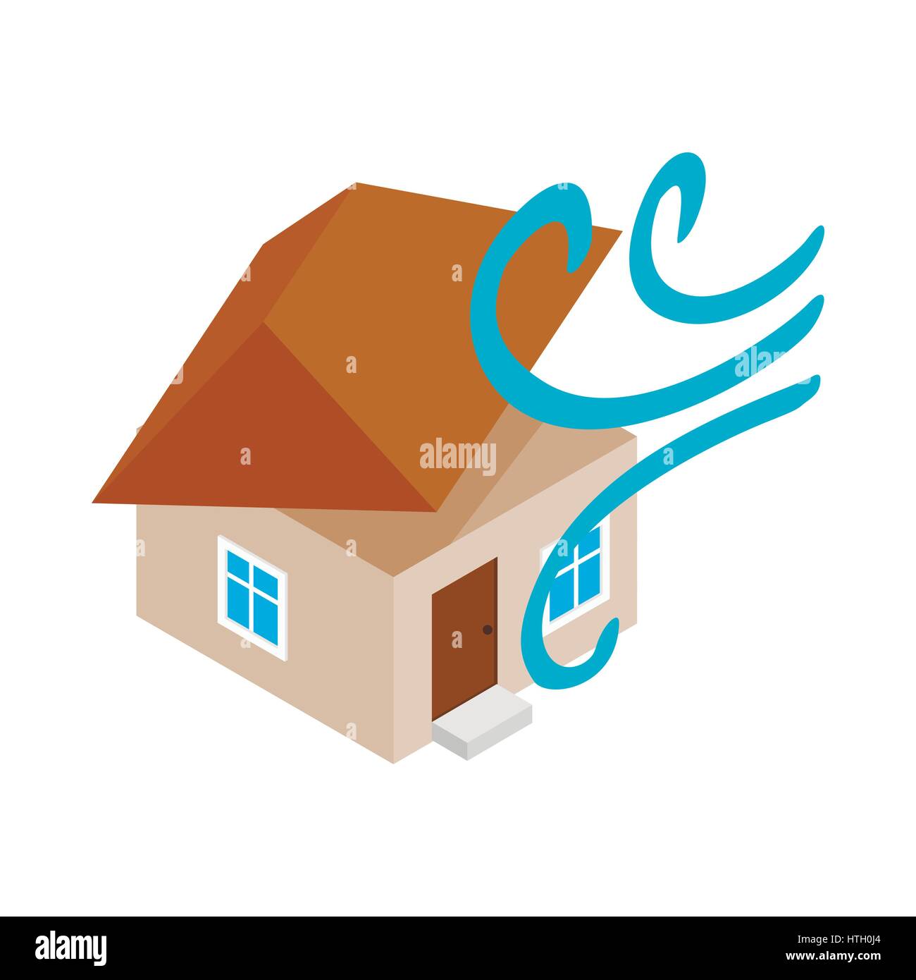 House destroyed by hurricane icon Stock Vector